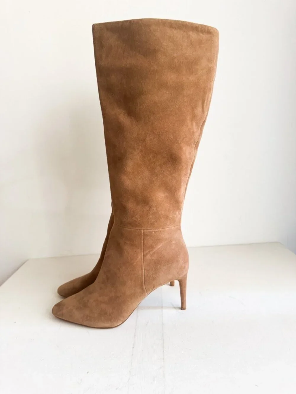 Sam Edelman Light Beige Suede Heeled Boots 12M/ WIDE CALF